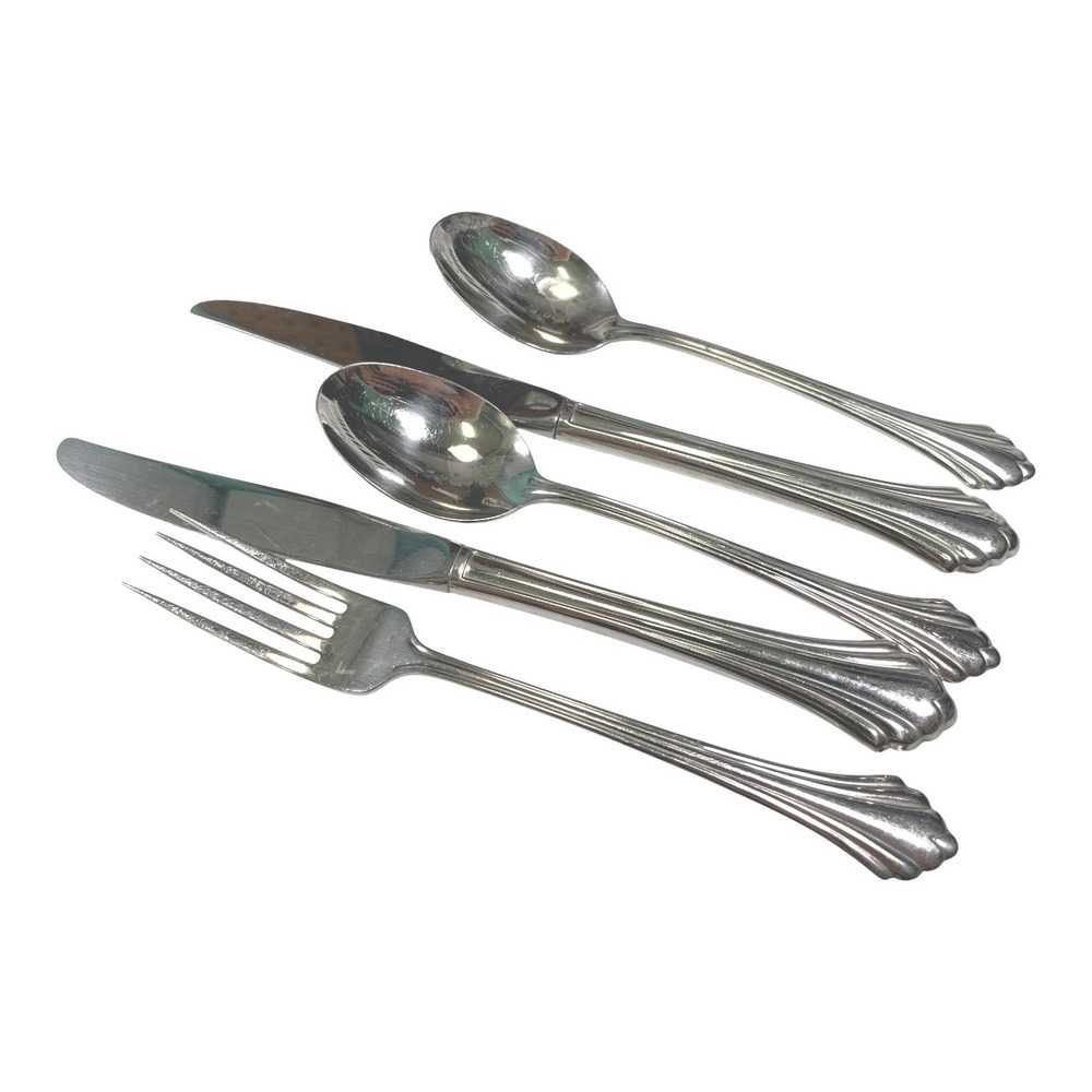 Oneida Silver Flatware Set 5pc Bancroft Stainless Steel MCM Traditional